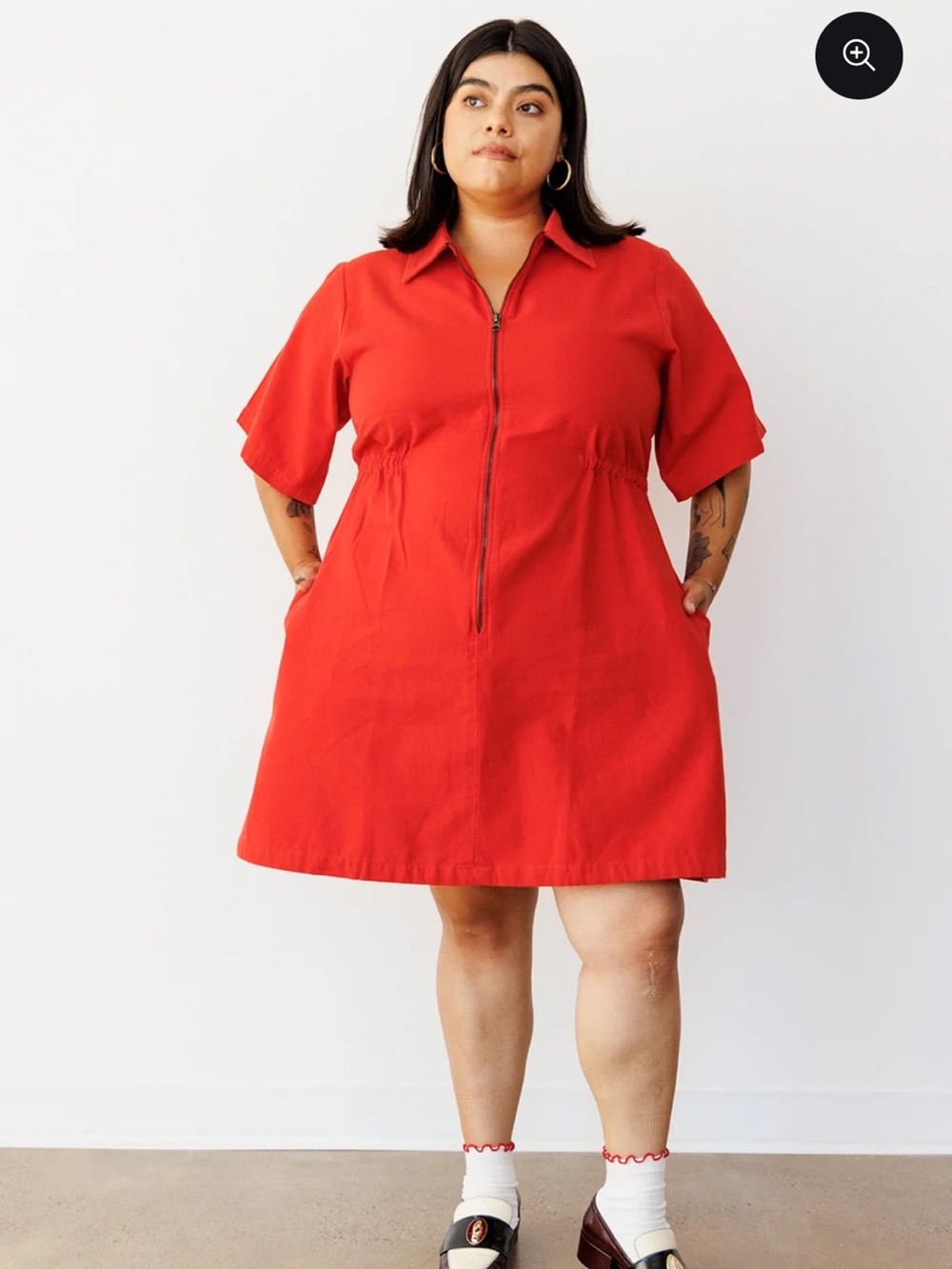 Noble Utility Dress Paprika Red Organic Cotton 1X - Picture 3 of 9